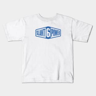 Slant 6 Power - Blue + White Kids T-Shirt